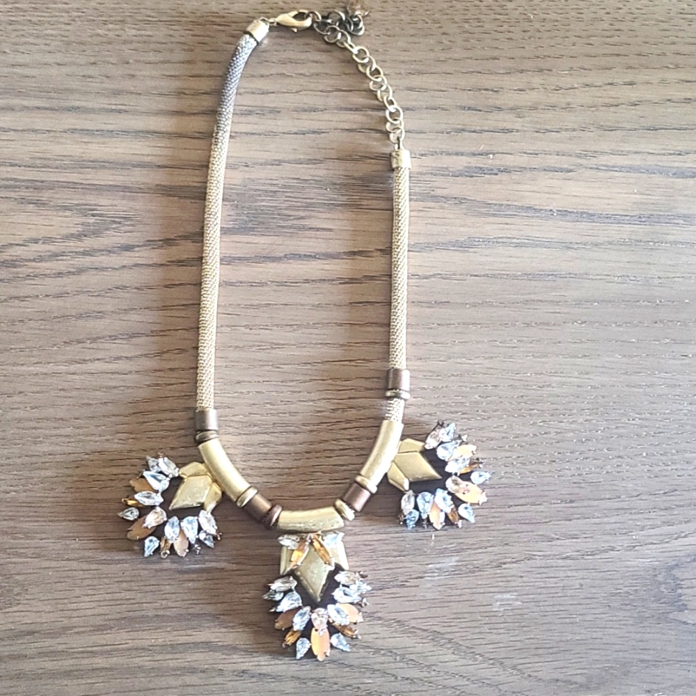 Stella & Dot Gold Tone Crystal Statement Necklace